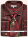 "Daniel Ellissa Men's Reg Fit Spread Collar Dress Shirt & Tie Set - Bold Gangster Black & Red Pinstripe" - USA Men's Outlet