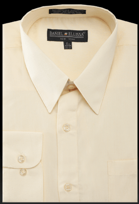 "Daniel Ellissa Men's Regular Fit Basic Dress Shirt in Soft Butter Ivory" - USA Men's Outlet