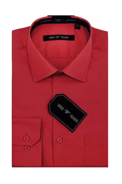 Daniel Ellissa Men's Regular Fit Cotton Dress Shirt in Brick Red - USA Men's Outlet