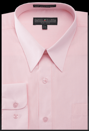 Daniel Ellissa Men's Regular Fit Pink Basic Dress Shirt - USA Men's Outlet