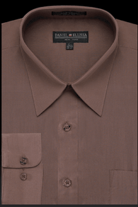 Daniel Ellissa Men's Regular Fit Taupe Basic Dress Shirt - USA Men's Outlet