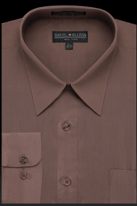 Daniel Ellissa Men's Regular Fit Taupe Basic Dress Shirt - USA Men's Outlet