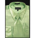 Daniel Ellissa Men's Shiny Satin Regular Fit Dress Shirt, Tie & Pocket Square Set - Apple Green - USA Men's Outlet