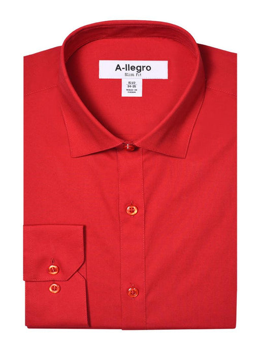 Daniel Ellissa Men's Slim Fit Red Cotton Dress Shirt - USA Men's Outlet