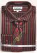 Daniel Ellissa Men's Slim Fit Spread-Collar Pinstripe Dress Shirt & Tie Set in Bold Black & Red - USA Men's Outlet