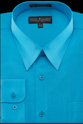 Daniel Ellissa Men's Turquoise Regular Fit Dress Shirt - Stylish & Sophisticated - USA Men's Outlet