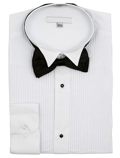 Daniel Ellissa Men's White Tuxedo Shirt & Bowtie Set - Regular Fit, Wing Collar, Mini Pleat - USA Men's Outlet