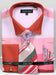 Daniel Ellissa Men's Wide Horizontal Stripe Dress Shirt, Tie, & Hanky Set w/Contrast Collar - Pink - USA Men's Outlet