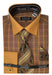 Daniel Ellissa Rust French Cuff Dress Shirt Set: Tonal Check Print & Contrast Collar - USA Men's Outlet