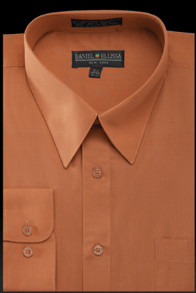 "Daniel Ellissa Rust Men's Regular-Fit Basic Dress Shirt - Dapper Style & Comfort." - USA Men's Outlet