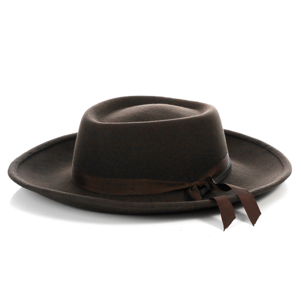 Dark Brown Wide Brim Fedora - Earp - Ferrecci USA 