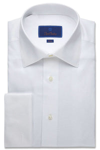 Boxed French Cuff White Tuxedo Shirt