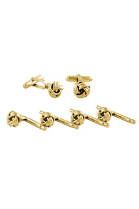 Gold Knot Brass Studs & Cufflinks Set