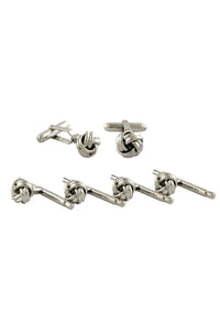 Silver Knot Brass Studs & Cufflinks Set