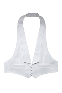 White Pique Backless Tuxedo Vest