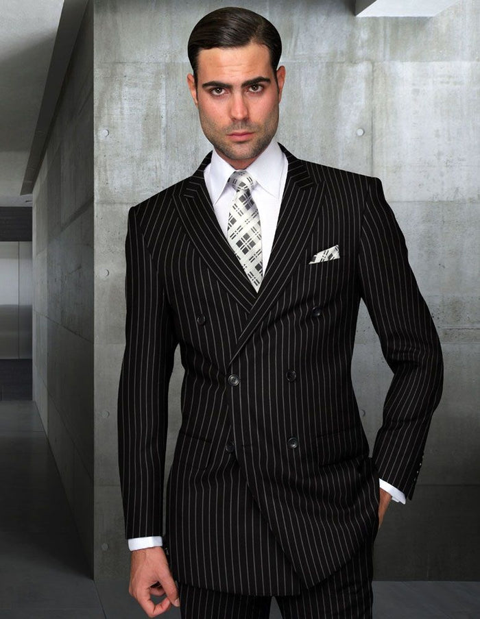 Statement Men's 100% Wool Pinstripe 3 Piece Suit - Notch Lapel