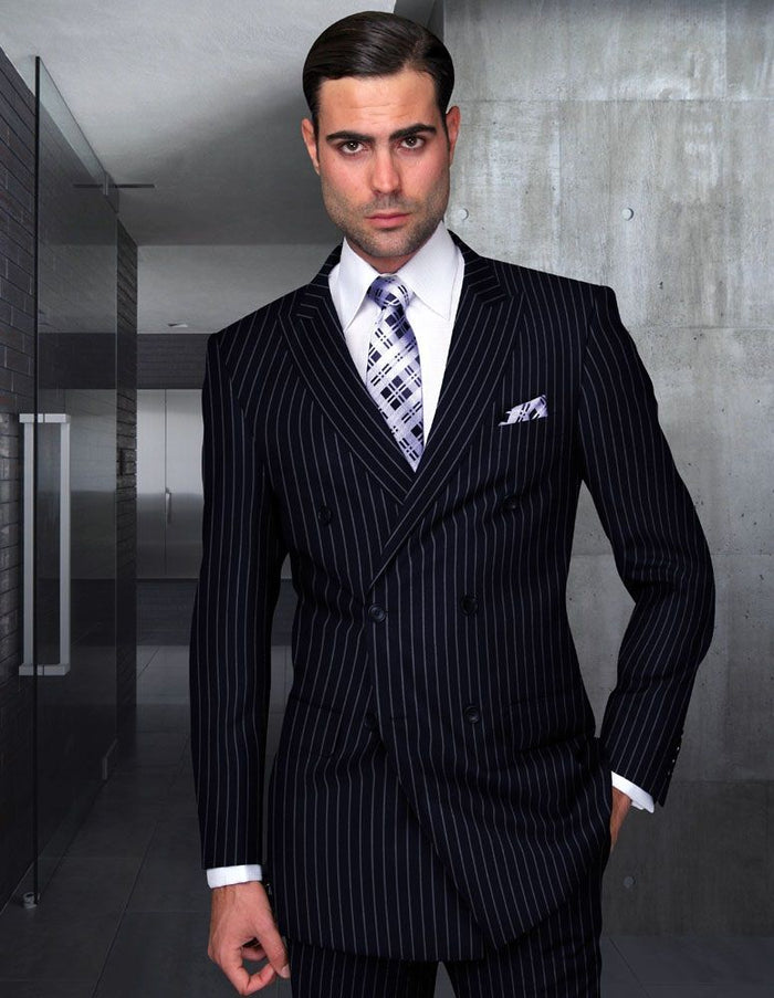 Statement Men's 100% Wool Pinstripe 3 Piece Suit - Notch Lapel