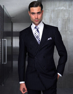 Statement Men's 100% Wool Pinstripe 3 Piece Suit - Notch Lapel