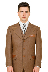 Denim Suit - Cotton Fabric Vested Suit - 3 Pieces Suit - Vested Fancy Suit