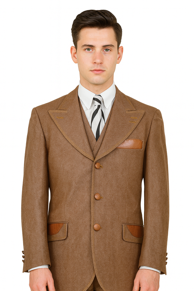 Denim Suit - Cotton Fabric Vested Suit - 3 Pieces Suit - Vested Fancy Suit