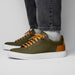 Zelli Diaz Rubberized Calfskin Sneaker in Olive Green