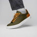 Zelli Diaz Rubberized Calfskin Sneaker in Olive Green