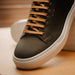 Zelli Diaz Rubberized Calfskin Sneaker in Olive Green