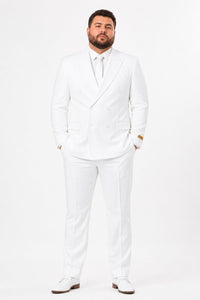 Mens Double Breasted Summer Seersucker Suit in White Pinstripe