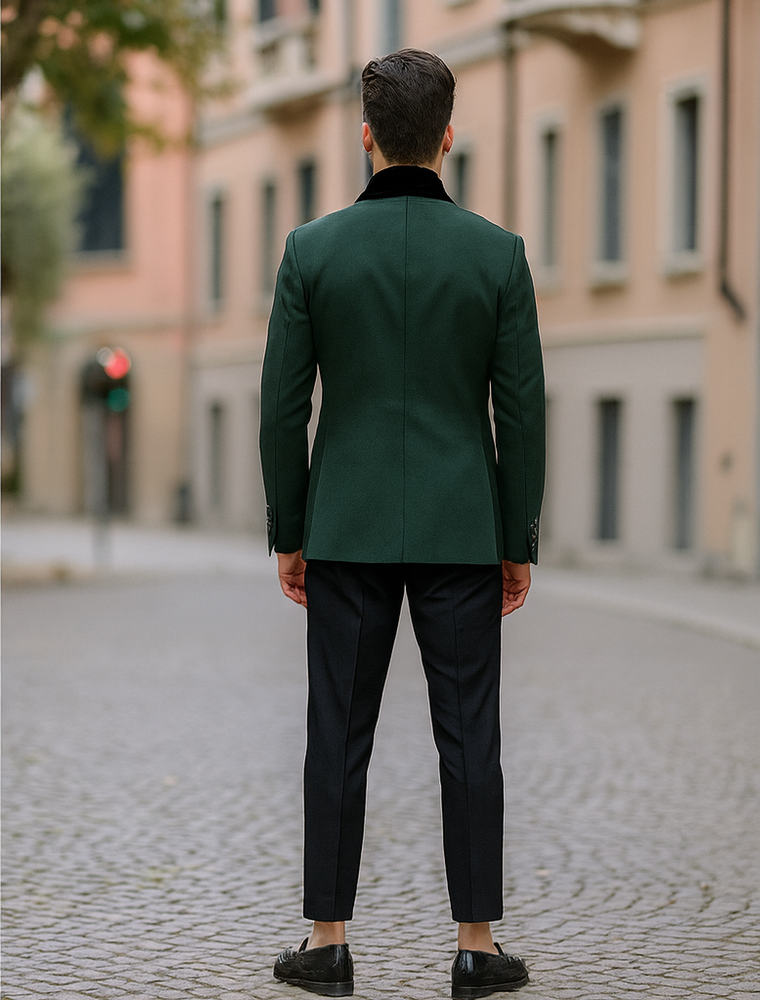 Double Breasted Tuxedo With Gold Buttons Black Lapel perfect for Wedding or Prom