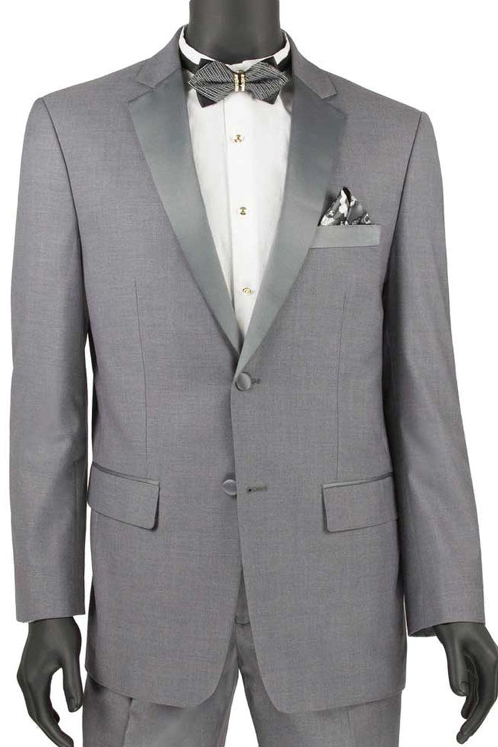 Wedding grey tuxedo MENS 2 BUTTON SLIM FIT NOTCH TUXEDO IN GREY