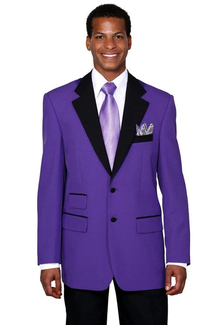 Purple Wedding Tuxedo MENS 2 BUTTON CLASSIC FIT CONTRAST COLLAR TUXEDO IN PURPLE