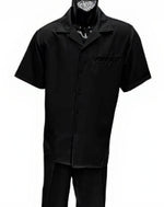 Dreams Men's Black Patterned Short Sleeve Resort Set Skipper 265-00