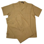 Dreams Mens Heather Yellow Textured Pattern Short Sleeved Walking Suit Fino 277-37