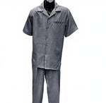 Dreams Mens Steel Gray Patterned Short Sleeve Walking Suit Skipper 265-35