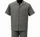 Dreams Mens Steel Gray Textured Pattern Short Sleeved Walking Suit Fino 277-35