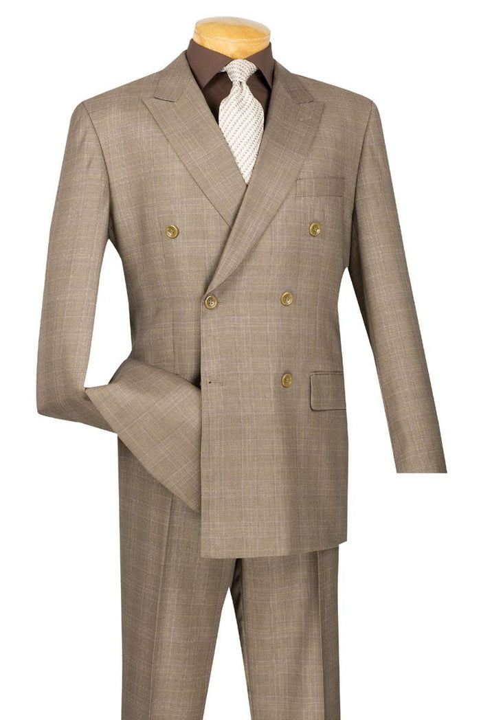 Vinci Men's 2-Piece Double Breasted Glen Plaid Suit