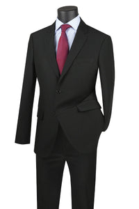 Mens Basic 2 Button Classic Fit Poplin Suit in Black