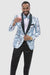 EJ Samuel Aqua Blue Wide Brocade Prom Tuxedo Jacket - USA Men's Outlet