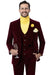 "EJ Samuel Burgundy Velvet Vested Men's Suit: Classic 2-Button Design" - USA Men's Outlet