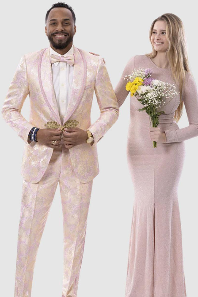 "EJ Samuel Gold & Pink Tuxedo Jacket for Weddings & Proms" - USA Men's Outlet