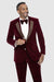 EJ Samuel Men's Burgundy Modern Fit Velvet Tuxedo with Gold Sequin Lapel - USA Men's Outlet