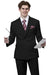 "EJ Samuel Men's Double Breasted Peak Lapel Suit - Refined, Modern-Cut Black" - USA Men's Outlet