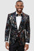 EJ Samuel Men's Floral Embellished Tuxedo Shawl Blazer - USA Men's Outlet