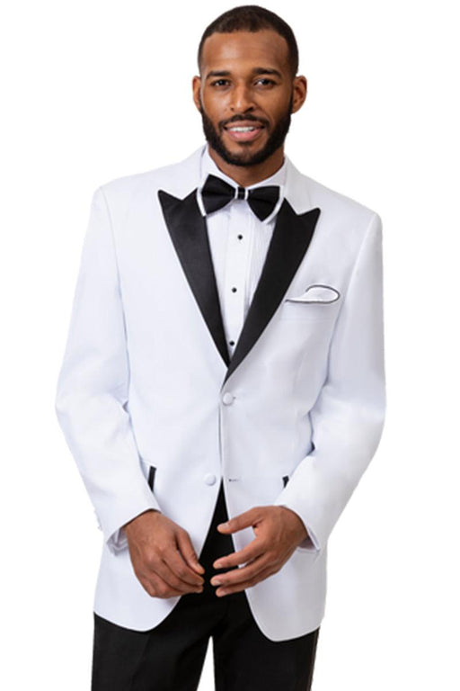 EJ Samuel Men's Ivory & Black Two-Button Tuxedo with Peak Lapel - USA Men's Outlet