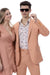 EJ Samuel Men's Modern Fit Coral Linen Suit – Summery Chic Style - USA Men's Outlet