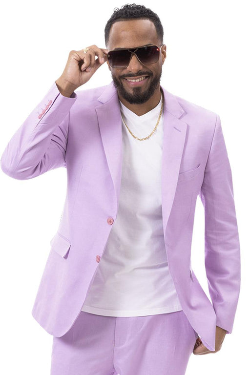 EJ Samuel Men's Modern Lilac Lavender Summer Linen Suit - Classic Fit - USA Men's Outlet