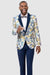 EJ Samuel Men's Navy Velvet Floral Tuxedo Jacket with Single Button - USA Men's Outlet