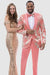 EJ Samuel Mens Slim Fit Shiny Shell Print Tuxedo in Salmon Pink - USA Men's Outlet