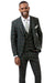 "EJ Samuel Modern Fit Vested Suit - Dark Hunter Green Windowpane Plaid" - USA Men's Outlet