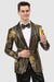 "EJ Samuel Modern Floral & Wave Tuxedo in Black & Gold" - USA Men's Outlet